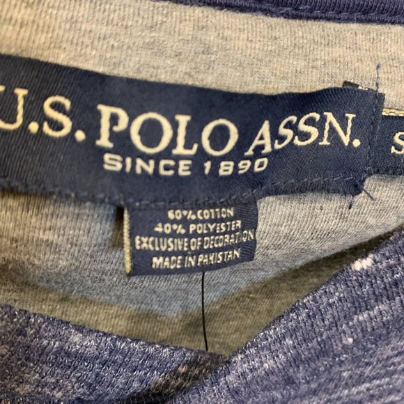 Men's "U.S. Polo Assn." heather blue LS henley - NWT - S - Picture 4 of 4